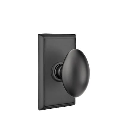 Egg Knob 2-3/8 In Backset Passage With Rectangular Rose For 1-1/4 In To 2 In Door Flat Black Finish